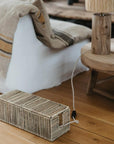 Cache multi prises tressé naturel L chambre bohème rangement câbles déco