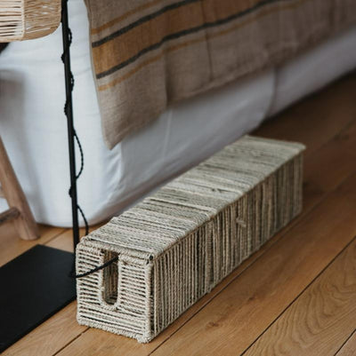 Boîte cache multiprise tressée avec couvercle - rangement câbles maison et bureau