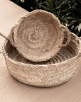 2 corbeilles de rangement tressées en feuille de palmier, style bohème