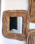 Miroir Carré Tressé Corde Naturelle 60x60cm - Style Bohème - COSYDAR - DECO