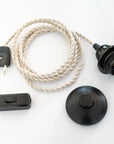 Kit électrique écru avec câble textile torsadé et douille E27