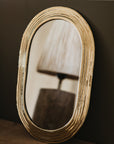 Miroir Ovale en Laiton avec Cadre Strié - COSYDAR