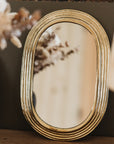 Miroir Ovale en Laiton avec Cadre Strié - COSYDAR