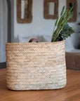 Panier mural ARTIZAN tressé en palmier doum avec anse cuir - COSYDAR-DECO