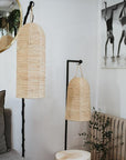 Abat-jour suspension TUBE 64 cm en raphia tressé à la main, vue d'ensemble – COSYDAR