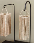 Base lampe de table TEKU avec double suspension en raphia naturel tressé - style bohème