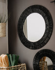 Miroir Tressé en Raphia Noir - 36cm - COSYDAR