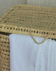 Square wicker laundry basket with lid