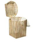 Corbeille linge tressée fibre naturelle avec couvercle FUTA L bohème - COSYDAR