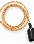 Suspension électrique 1,50 m câble textile torsadé jute naturel, douille E27 lisse noire – Cosydar