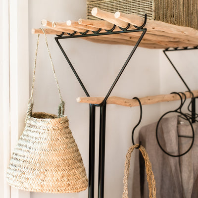 ARTIZAN Hanging Palm Leaf Basket - H25cm, Rope Hanger