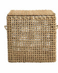 Coffre de rangement LINE en fibre naturelle avec anses tressées pour transport facile, design bohème contemporain