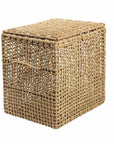 Coffre de rangement LINE cube en fibre naturelle tressée avec couvercle, tressage aéré en lignes régulières
