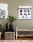 Miroir rectangulaire argenté MAJES avec plantes vertes - Décoration naturelle et élégante