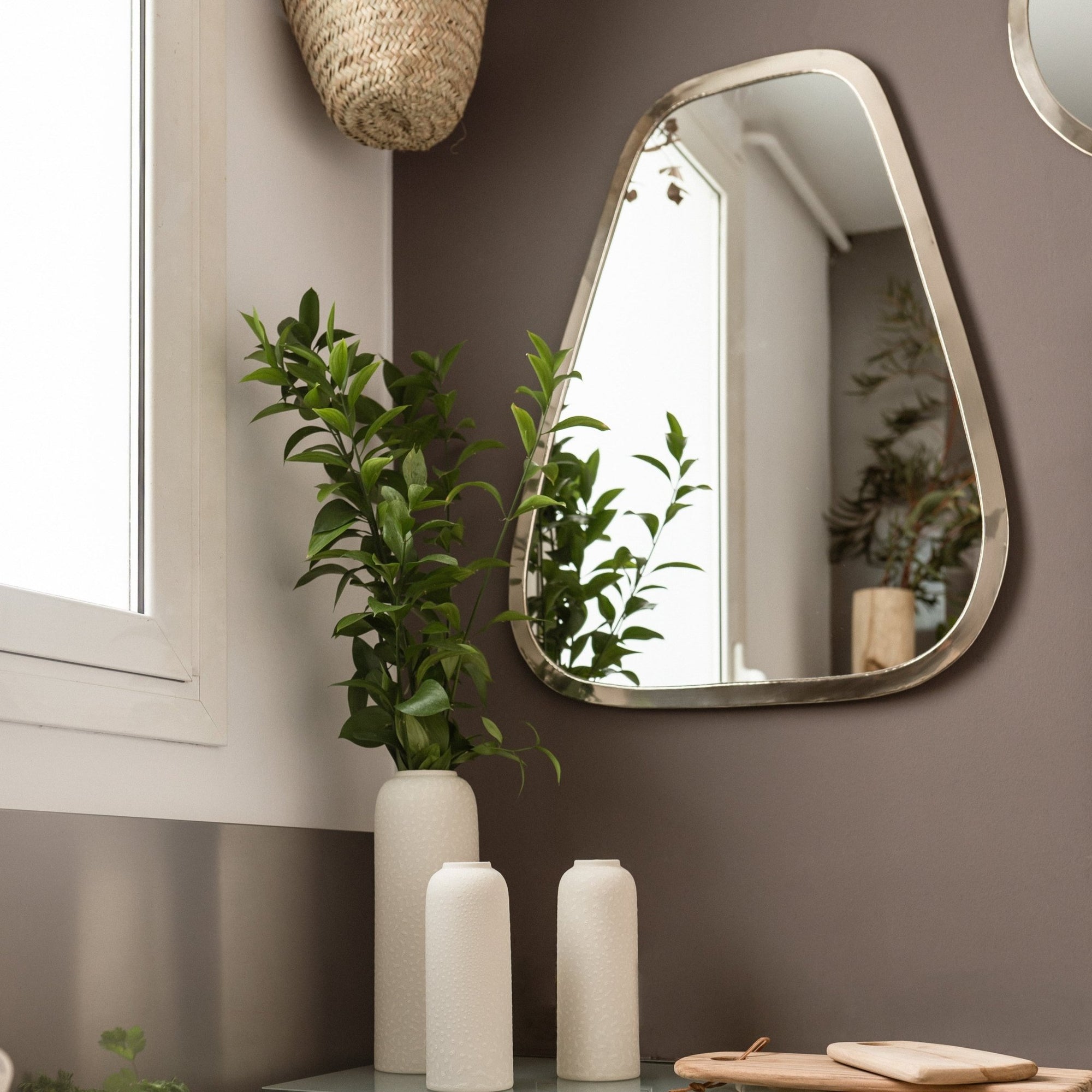 Miroir Trapèze Artisanal en Maillechort - 80cm - COSYDAR