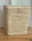 Square wicker laundry basket with lid