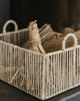 LINE L Natural Fiber Woven Basket - Storage with Handles