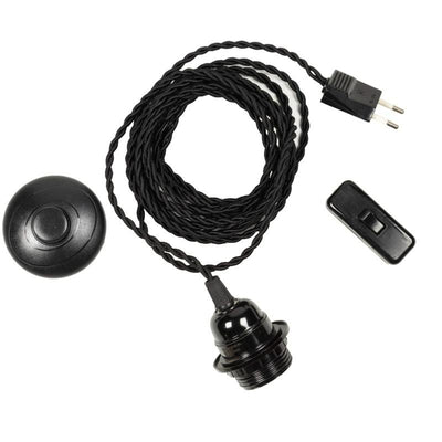 Kit électrique noir avec câble textile torsadé – 2 m ou 4 m