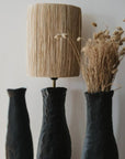 Lampe à poser - Céramique Noir et Raphia - COSYDAR