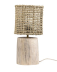 Lampe à poser artisanale COSEI H45 – . taille moyenne - base tronc noyer naturel abat-jour corde palmier Cosydar