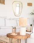 lampes TANA grès blanc chaud raphia tressé – duo décoratif bohème – Cosydar