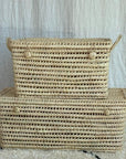 Natural wicker storage trunk