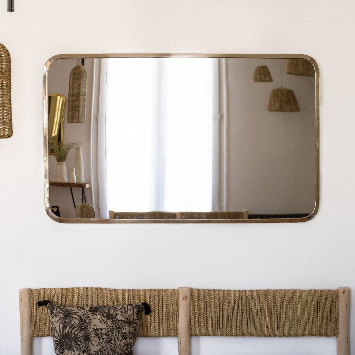 Miroir Rectangulaire Arrondi en Maillechort Fait Main - COSYDAR