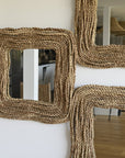 Miroir Carré Tressé Corde Naturelle 60x60cm - Style Bohème - COSYDAR - DECO