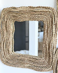 Miroir Carré Tressé Corde Naturelle 60x60cm - Style Bohème - COSYDAR - DECO