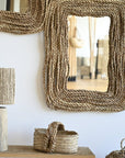 Miroir Rectangulaire Grosse Corde Tressée 70x52cm - Style Bohème Artisanal - COSYDAR - DECO