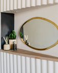 Grand miroir mural ovale en laiton doré décoration murale - COSYDAR