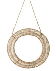 Miroir bohéme format rond tressé en Feuille de Palmier - COSYDAR
