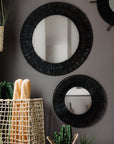 Miroir Tressé en Raphia Noir - 36cm - COSYDAR