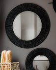 Miroir Tressé en Raphia Noir - 36cm - COSYDAR