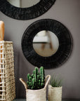 Miroir Tressé en Raphia Noir - 36cm - COSYDAR