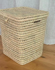 Square wicker laundry basket with lid