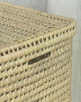 Square wicker laundry basket with lid