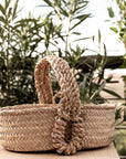 Panier ovale ARTISAN tressé en fibre naturelle avec grande anse