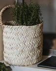 Panier naturel CLARA, tressé en feuille de palmier