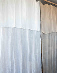 Rideau Voilage 100% Lin Ajustable avec Anneaux - Blanc et Naturel - COSYDAR - DECO