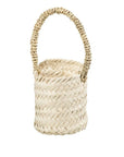 CLARA round basket in light palm leaf, for placing on a surface or hanging