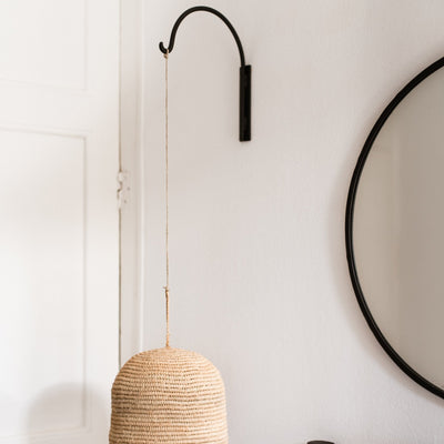 Brazo de pared curvo de metal negro 20 cm - Soporte para luminaria TEKU