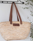 Panier Cabas en Feuille de Palmier et Anses en Cuir COSYDAR