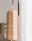 Suspension raphia ENKO 18x55cm cylindrique tressée artisanale bohème