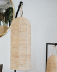 Suspension TUBE en raphia naturel tressé, luminaire méditerranéen au tressage ajouré – COSYDAR