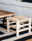 Tabouret en bois & assise tressée en fibre - tabouret d'appoint COSYDAR