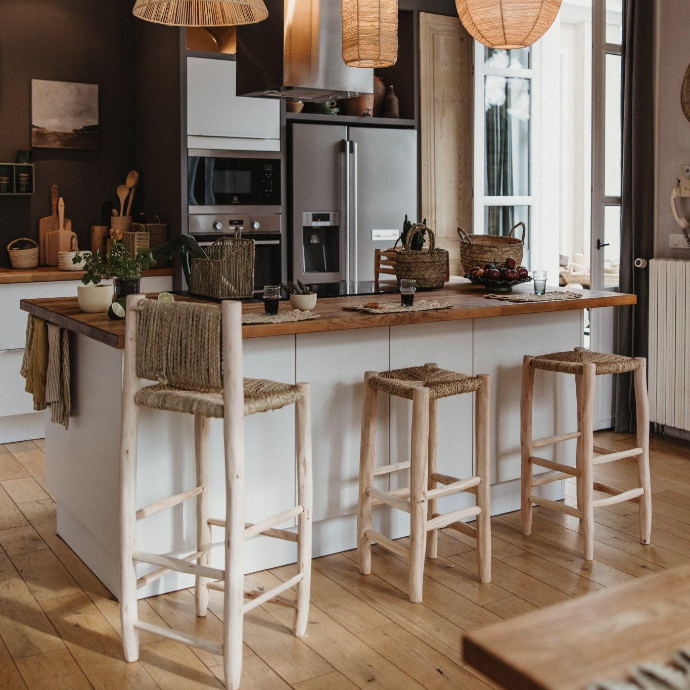 tabouret artisanal pour cuisine extérieure couverte