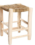 Détail du tressage du Tabouret Marocain en bois 45cm - COSYDAR