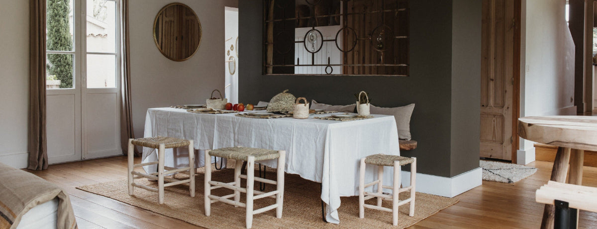 tabouret marocain fait main en fibre de palmier – mobilier bohème COSYDAR