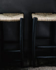 Tabouret de Bar BAA Noir - Détail assise tressée - COSYDAR